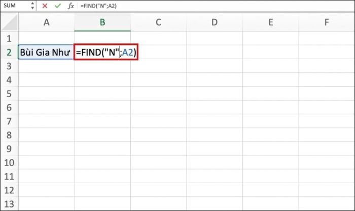 cách sử dụng hàm find trong excel