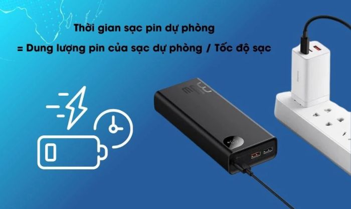 Phương pháp tính thời gian sạc pin dự phòng