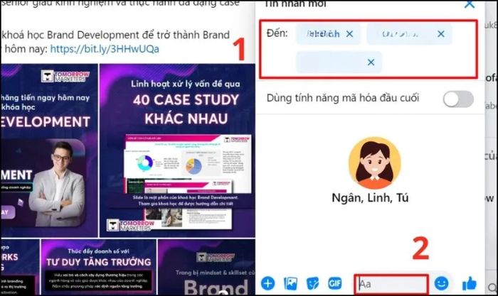 Thêm tên của những người bạn muốn vào nhóm