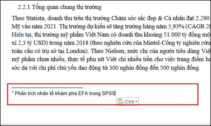 Footnote trong Word là chú thích gì?