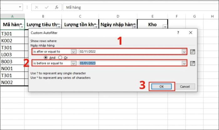Hướng dẫn sử dụng hàm lọc dữ liệu ngày tháng có điều kiện trong Excel