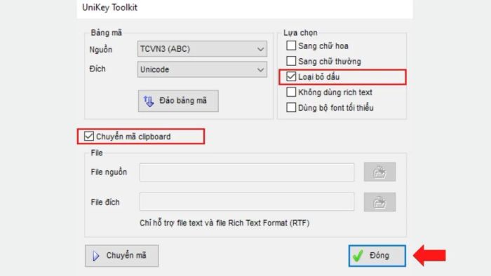 Chuyển đổi chữ có dấu sang không dấu thông qua công cụ Unikey