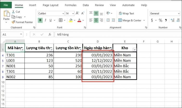 Hướng dẫn cách lọc dữ liệu ngày tháng trong bảng tính