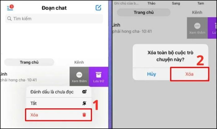 Bạn nhấn vào Xóa