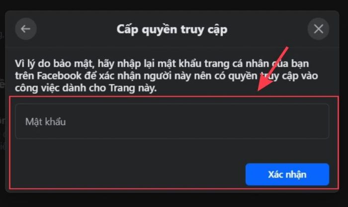 Nhập mật khẩu và chọn Xác nhận để hoàn tất