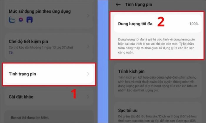 Hướng dẫn kiểm tra pin OPPO trực tiếp trong phần Cài đặt