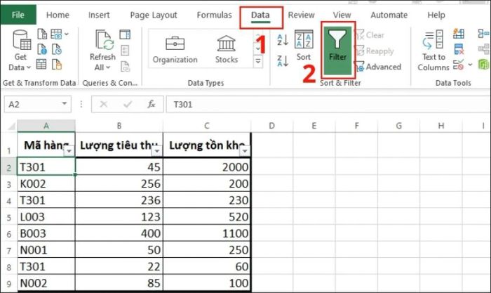 Hướng dẫn thêm công cụ Filter vào bảng tính Excel