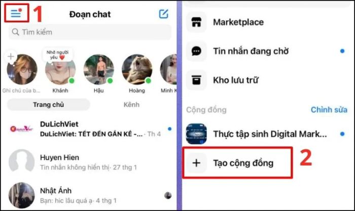 Mở Messenger và nhấn vào biểu tượng menu 3 gạch
