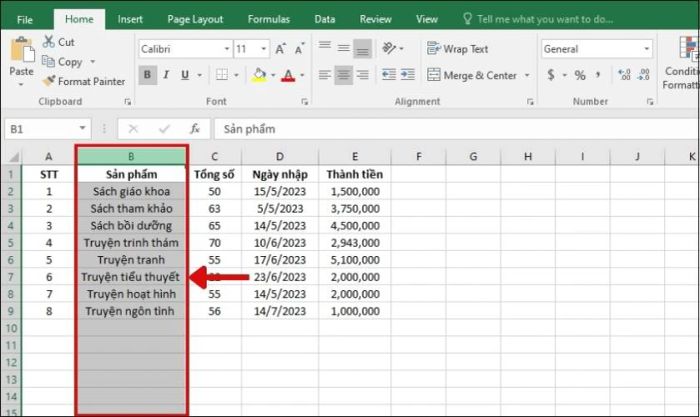 Cách ẩn các cột không sử dụng trong Excel bằng phím tắt