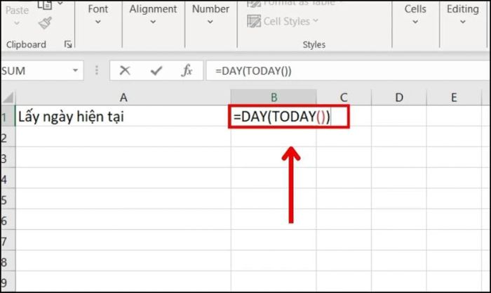 Công thức kết hợp hàm DAY và hàm TODAY trong Excel là gì?