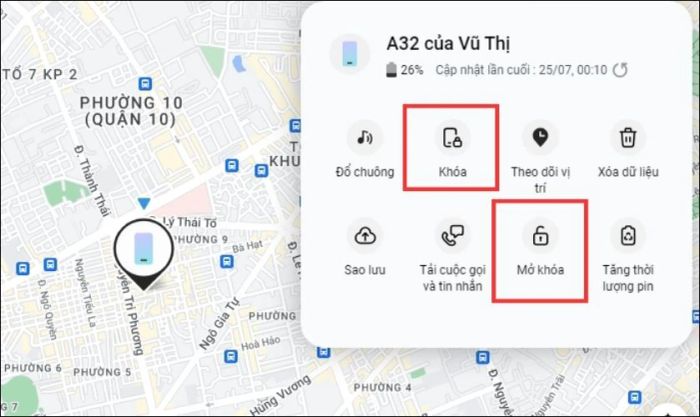 Khóa/Mở khóa thiết bị từ xa