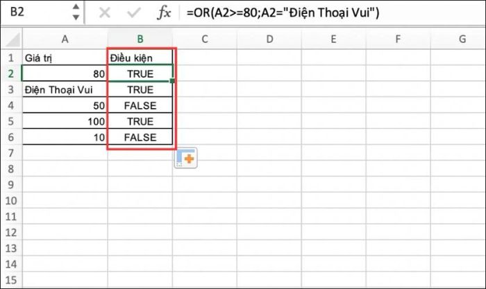 Cách áp dụng hàm OR trong Excel để kiểm tra điều kiện hỗn hợp số và chữ