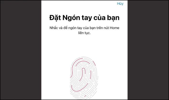 Thiết lập mật khẩu bằng dấu vân tay
