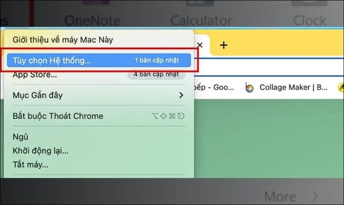 Mở menu Apple và chọn Tùy chọn hệ thống