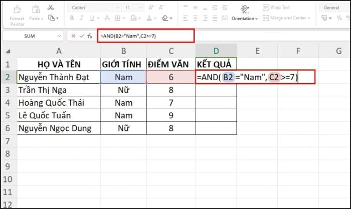 Hướng dẫn sử dụng hàm AND trong Excel