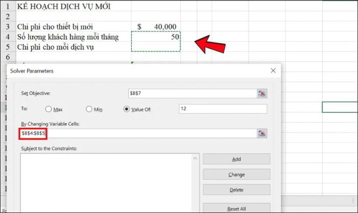 Hướng dẫn sử dụng Solver trong Excel