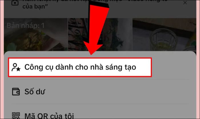 Kéo xuống và chọn mục Công cụ dành cho nhà sáng tạo