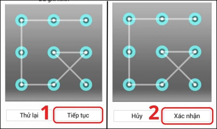 Vẽ hình mật khẩu và nhấn Xác nhận