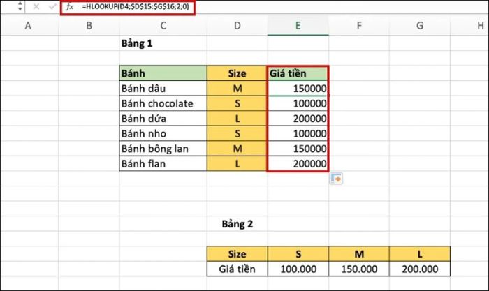 hướng dẫn sử dụng hàm hlookup