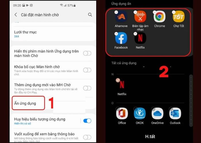cách hiện lại tất cả ứng dụng bị ẩn cùng lúc trên Samsung