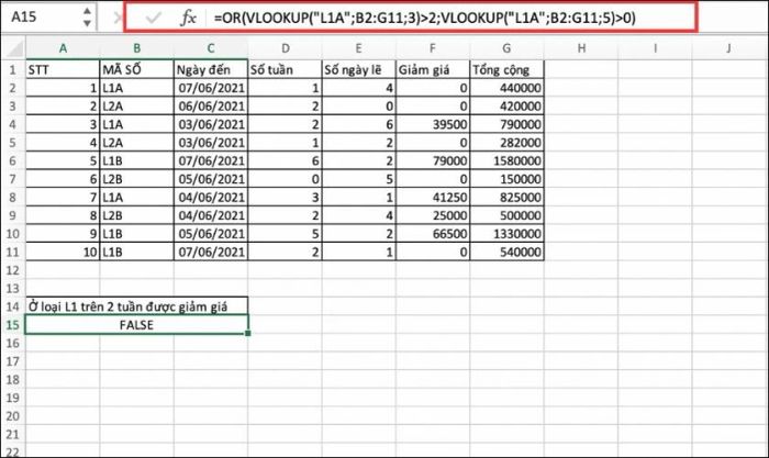 Cách kết hợp hàm OR với VLOOKUP
