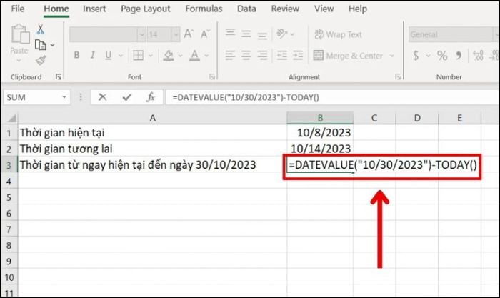 Tính khoảng thời gian từ ngày hiện tại đến một ngày cụ thể trong tương lai