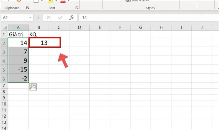 Cách tính giá trị tuyệt đối của một hàm trong Excel