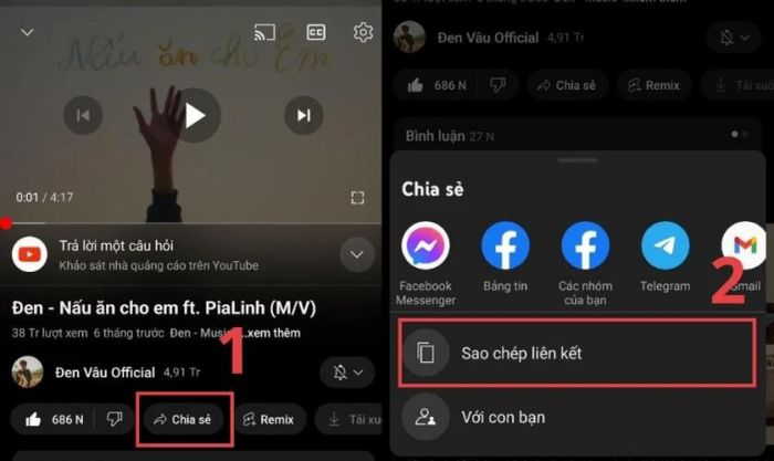 Chọn video muốn đặt làm nhạc chuông trên Youtube