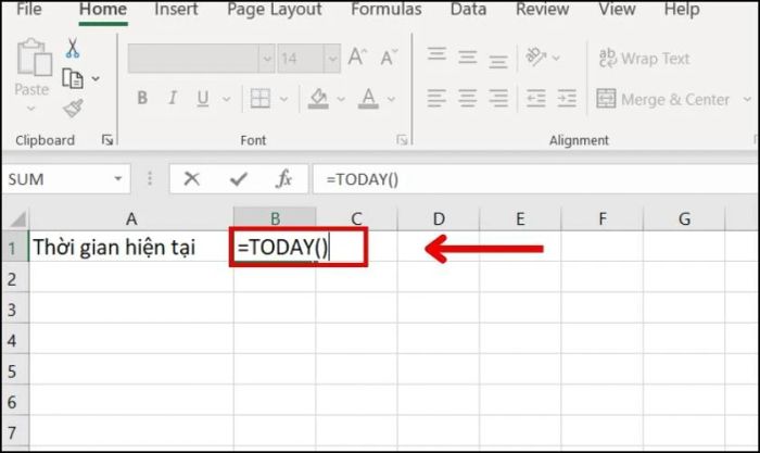 Hướng dẫn sử dụng hàm TODAY để xác định thời gian
