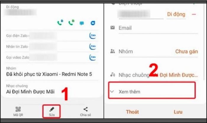 Nhấn vào mục Sửa và chọn Xem thêm