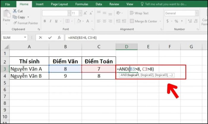 Công thức của hàm AND trong Excel là gì?