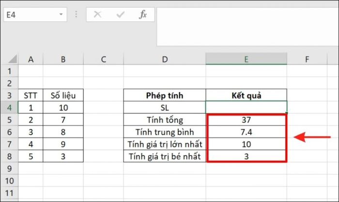 Kết quả sau khi nhấn Enter khi sử dụng hàm INDIRECT