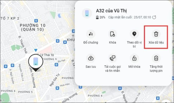 Xóa toàn bộ dữ liệu trên thiết bị