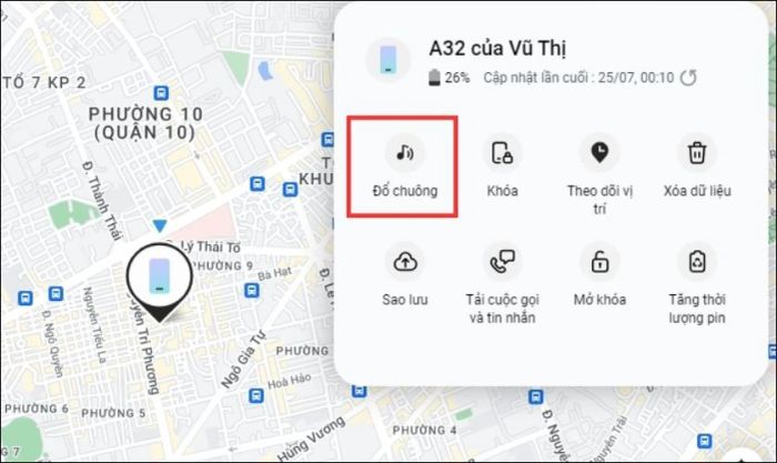 Các tính năng điều khiển từ xa thông qua Find My Mobile