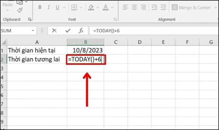 Sử dụng hàm TODAY để tính toán thời gian trong tương lai