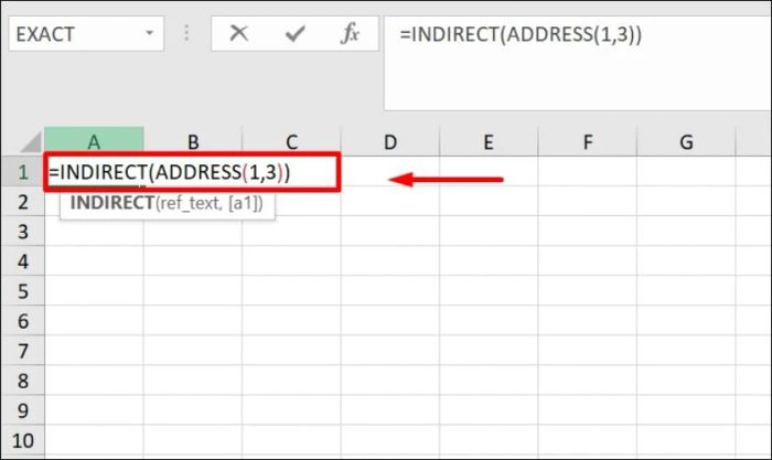 Công thức kết hợp hàm ADDRESS và INDIRECT
