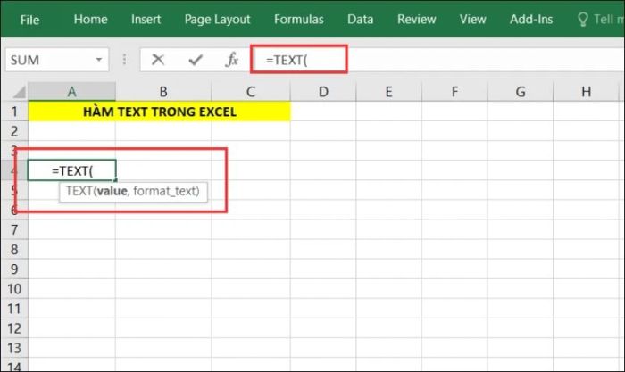 công thức sử dụng hàm TEXT trong Excel