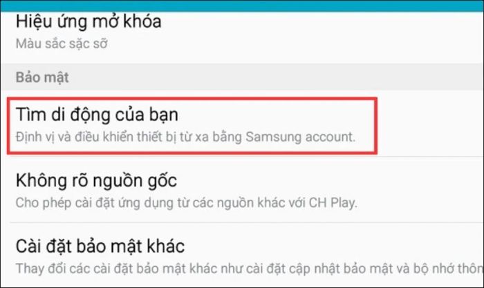 Chọn mục Tìm di động của bạn