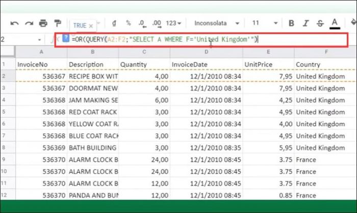 Cách kết hợp hàm OR với QUERY