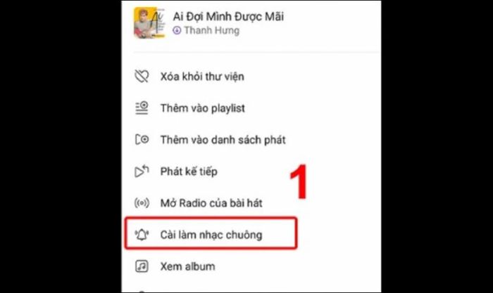 Chọn mục Cài làm nhạc chuông