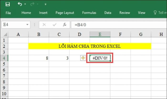 lỗi khi dùng hàm division excel
