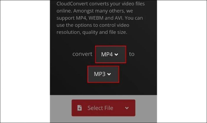 Chọn định dạng file âm thanh để tải xuống