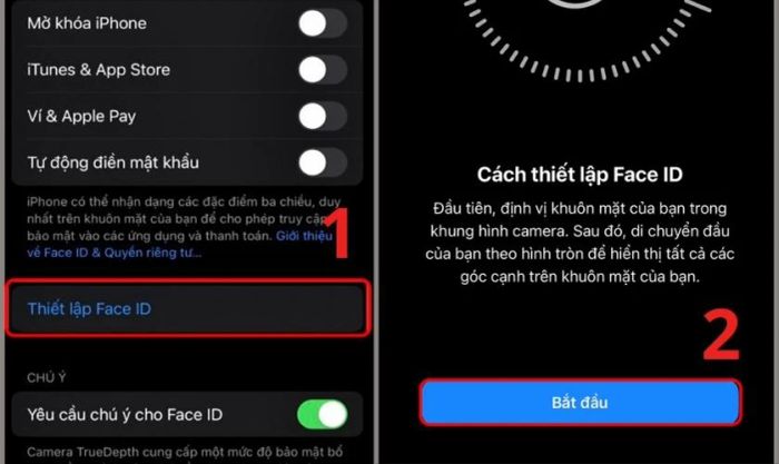 Bắt đầu thiết lập nhận dạng Face ID