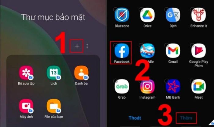 Lựa chọn ứng dụng cần ẩn trên điện thoại Samsung và thêm vào Hộp thư bảo mật
