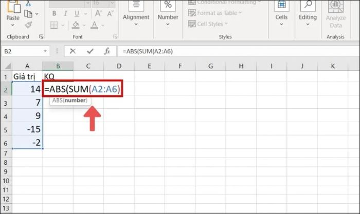 Cách tính giá trị tuyệt đối của một ô bằng hàm ABS trong Excel