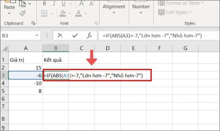 Cách kết hợp hàm ABS và hàm IF trong Excel
