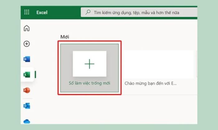 Tạo file Excel Online và mở cửa sổ làm việc mới
