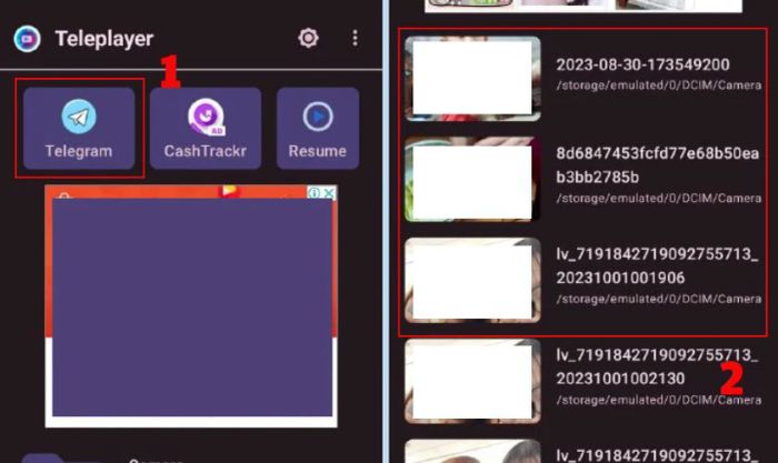Nhấn vào biểu tượng Telegram để xem và tải video