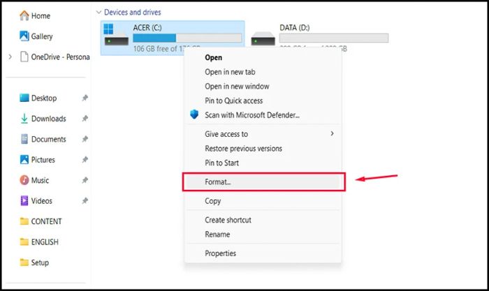 Hướng dẫn định dạng ổ cứng trong This PC