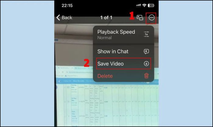 Nhấn vào video, chọn biểu tượng ba chấm và nhấn Save Video